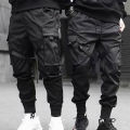 Men's Loose Cargo Pant, Fashion Adjustable Straps Tapered Trousers with Multi Pockets. 