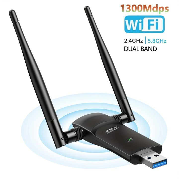 USB WiFi Adapter AC1300Mbps 3.0 Fast Connection for Desktop PC and ...