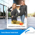 Fast Forward Women’s Tunic Blouse Twist Knot, Long Sleeves T Shirt, Loose Fitting Pullover Tops. 