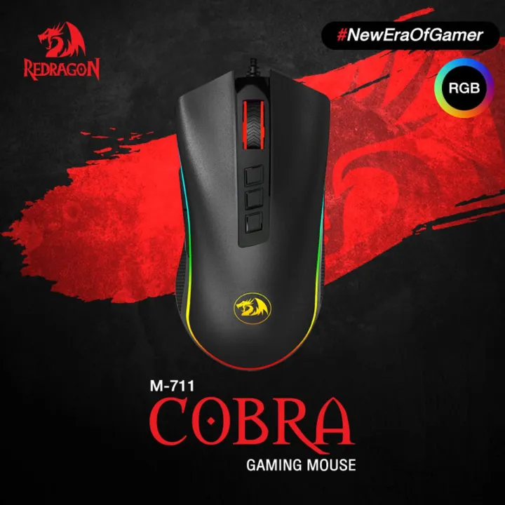 Redragon M711 Cobra RGB Gaming Mouse 10,000 DPI Adjustable Comfortable Grip