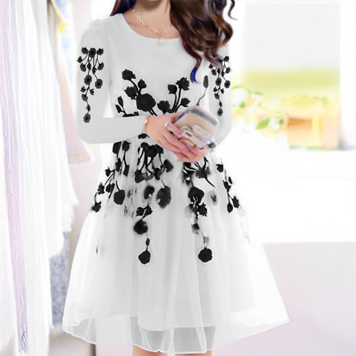 Flowers Embroidered 2-Piece Organza Frock for Women – Casual Frock with Floral Design