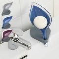 Soap Bar Holder Leaf Shape, Soap Dish with Draining Tray, Decorative Plastic Soap Saver, Soap Box with Suction Cup for Shower Bathroom Kitchen. 