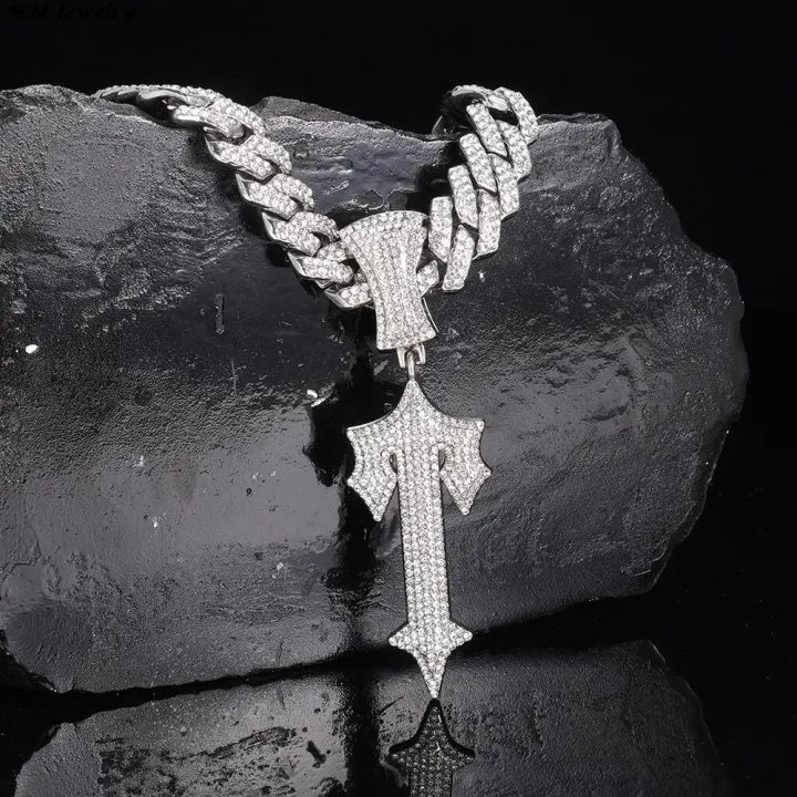 Ice Out Pendant Necklace Full Iced Cubic Zirconia High Quality Iced Out Men Chain Hip Hop Fashion Jewelry Gift For Party