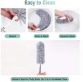 Microfiber Duster Extendable with 2m Extra Long Handle, Hand Duster, Bendable Head and Chenille Head, Washable Feather Dusters for Cleaning Cobwebs Ceilings Fans Cars. 