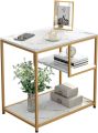 Triple Layer Sofa Side Table Coffee Table with Gold Metal Legs for Living Room Bedroom Tables. 
