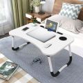 Wooden Gaming Laptop Table | Bed Foldable Stand Ergonomic Portable Drawing Notebook Reading Food Breakfast Serving with Inbuild Tablet and Cup Holder Slots. 