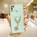 FELMYST Mascot Case For Infinix Hot 10 Play/X688C 3D Luxury Reindeer Gold Plated  Mobile Phone Casing Square Pendant Inlaid Brick Girl Boy Gift Soft Shockproof Cover Cases. 