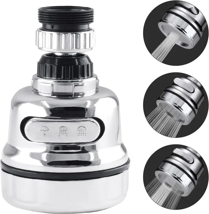 Kitchen Faucet Sprayer, 360 Degree Rotary Faucet Aerator Anti Splash Water Saving Shower head Nozzle Three Gear Adjustable Filter Tap for Kitchen Bathroom