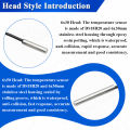 DS18B20 Temperature Sensor Probe 304 Stainless Steel 6*30MM OD 3.0MM Waterproof Dustproof Sensors Cable 1M Length. 