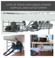 Computer TV Wire Power Supply Cable Management Under Shelf Tray Organizer. 