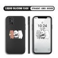Jizetin for Samsung Galaxy A51 Back Cover Cute Bare Bears and Cone Multicolor Liquid Silicone Phone Case Soft Square Lens Protection Phone Cases. 
