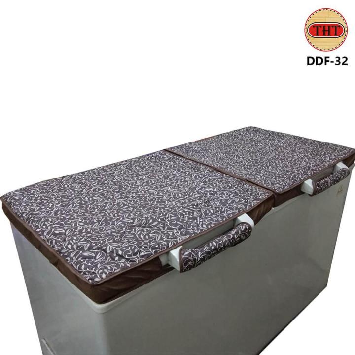 Double Door Cotton With Polyester Filling Deep Freezer Cover with 2 Handle Covers