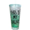 Jelly Glass With Straw Double Walled - 500 ml  (Multicolor). 