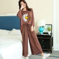 Brown Sunflower Printed Loungewear Night dress Night suit Night wear flapper style for women/girls. 