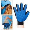 Pet Grooming Glove - Best for Furry Pets - Silicone Grooming Glove Blue. 