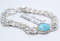 men bracelet pure silver 48 grams heavy chandi 925 with  pure natural feroza. 