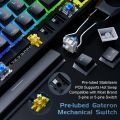 Tezarre TK63 Pro Wireless Keyboard Bluetooth/2.4G/USB Wired 60% Mechanical Gaming Keyboard RGB Backlit PBT Pudding Keycaps Hot-Swappable (Gateron Brown Switch, Off-White, White). 