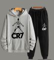 Cr7 Cristiano Ronaldo Printed Fleece Full Sleeves Pull Over Hoodie & Trouser For Men & Boys. 