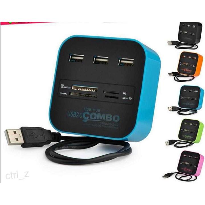 Multi USB Hub 3 Ports + Card Reader 2.0 Hub Combo High Speed USB Splitter All In One USB Adapter For SD/TF/MMC/M2/MS/MS