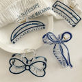 Fashion Bow Hair Claw Blue Color Hollow Square Bow Shaped Plastic Shark Clips Simple Hairpin For Women Girls Hair Accessories Yao Store. 