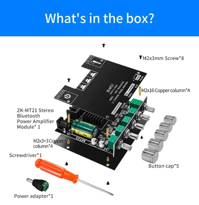 ZK-MT21 Bluetooth 5.0 2.1 Channel Amplifier - Image 2