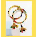 Beautiful Fancy Bangles set with hanging Jhumkas High Quality. 