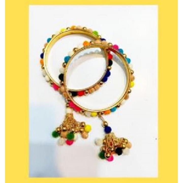 Beautiful Fancy Bangles set with hanging Jhumkas High Quality