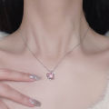 YK2 Necklace Pendant For Women Jewelry Pink Gemstone Love Necklace Luxury Design Sweet Pink Heart Planet Collar. 