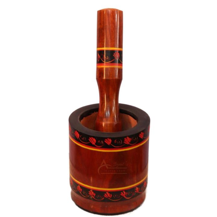 Chatu Watta Hand Painted , Wooden Mortar and Pestle,  custom Dori Danda chattu wata wooden, standard size chatu wata, totaly wooden handmade chatu watta. natural wood chatu wata