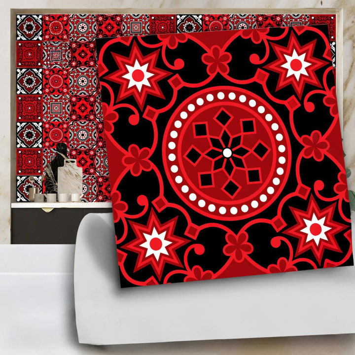 Ajrak Sindhi Tile Stickers Self-Adhesive Wall Decor, 12x12cm, Multiple Packs