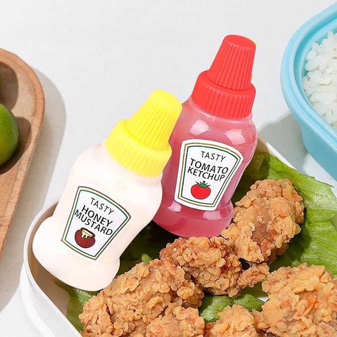 Mini Ketchup Bottles, 2pcs Mini Empty Squeeze Bottles For Sauce Refillable Salad Dressing Tomato Ketchup Syrup Squeeze Containers Bottle 25ml Ketchup Squeeze Containers Bottle Condiments Jars