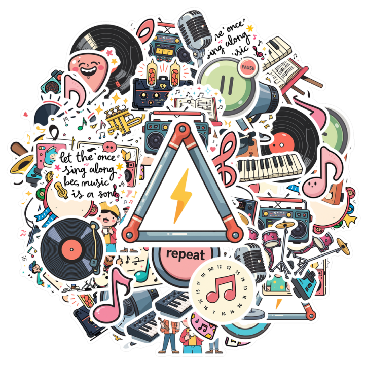 Reda Instruments Sticker Musical Playful Stickers Adhesive Label vibrant Cute Stickers Decals ...