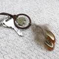 Graceful Hot Boho Key Chain Ring Metal Feather Tassels Dream Catcher Keyring Keychain Brown One Size Brown. 