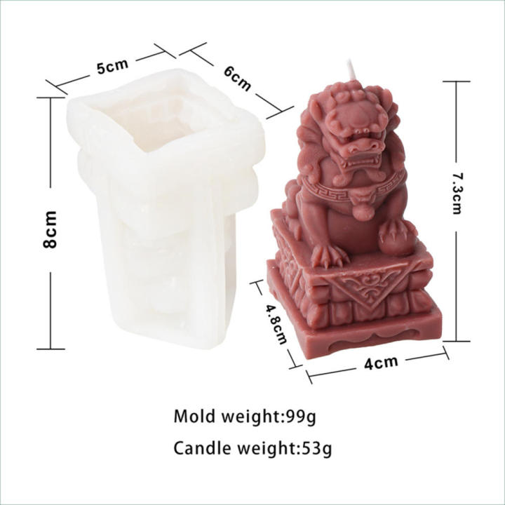 Stone Lion Candle Silicone Mold Handmade Ball Lion Statue Plaster Sugar Cake Mould Home Decor Office Ornaments
