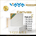 Maya Traders Pack Of 5 Mix Canvas - 4 x 4+ 6 x 6+ 8 x 8+ 10 x 10+ 12 x 12 Inches Cotton Primed Stretched Canvas Board For Acrylic & Oil Painting. 