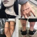 56 Sheet/Set Black Devil Doesn't Sleep English Letters Waterproof Temporary Tattoo Sticker Female Men Neck Wrist Tattoo. 