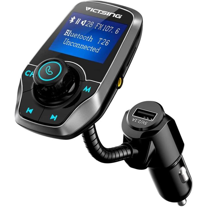 VICTSING Upgraded Bluetooth FM Transmitter for Car, Power Off Switch, Music Player Support USB Flash Drive/Micro SD Card/AU