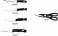 Openi - 7 Pcs Kitchen Knife Set - Kitchen Block Set - 5 Knives + 1 Scissor + Wooden Carrier. 