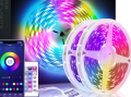 RGB LED Strip Lights 15 Feet Self-Adhesive Waterproof Color Changing Remote Control Complete kit with 12V Adapter 2835. RGB Lights Strip for PC Gaming, Bedroom, Kitchen, and Home Decoration. 