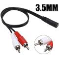 3.5mm Female to 2 x RCA Male - RCA to AUX Y Stereo Splitter Cable, Black. 