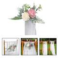 Artificial Rose Flower Swag,with Roses, Green Leaves and Silk Ribbon for Wedding Ceremony Party Decor Wedding Chair Decorations. 