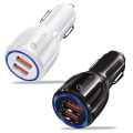 Portable Car USB Charger For Mobile Phone with 3.0 Fast Charging Dual Adapter. 