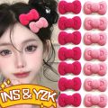 Headwear - For Girls Women - Fashion - Hair Ornaments - Sweet - Small Flocking Hairpins - Side Bangs Clip - Velvet Bowknot Hair Clips - Autumn Winter - Pink - Kawaii. 