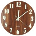12 Inch Night Light Function Wooden Wall Clock Vintage Rustic Country Tuscan Style For Kitchen Office Home Silent & Non-Ticking Large Number Operated Indoor Clocks. 