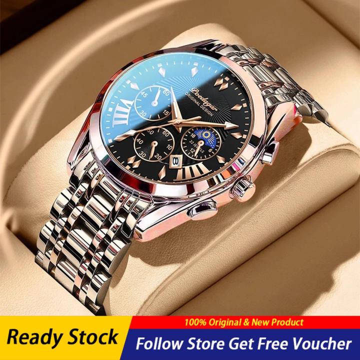 Poedagar Luxury Men's Watches Waterproof Stainless Steel Strap Quartz Men's Watches Luminous Calendar Luxury Brands Fashion Watches for Men