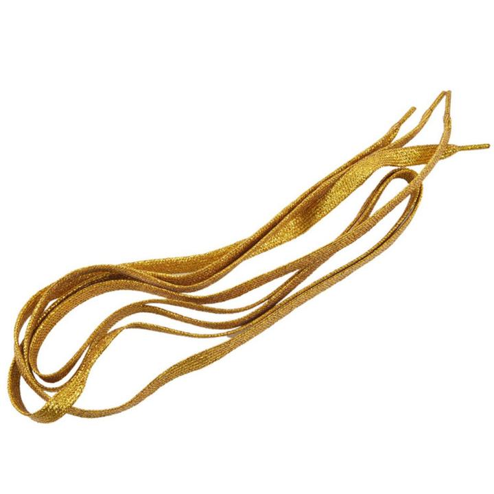 2X 45.7 inch Glitter Flat Coloured Shoelaces Boot Laces Shoelaces Sport Dance Fancy Dress-Gold
