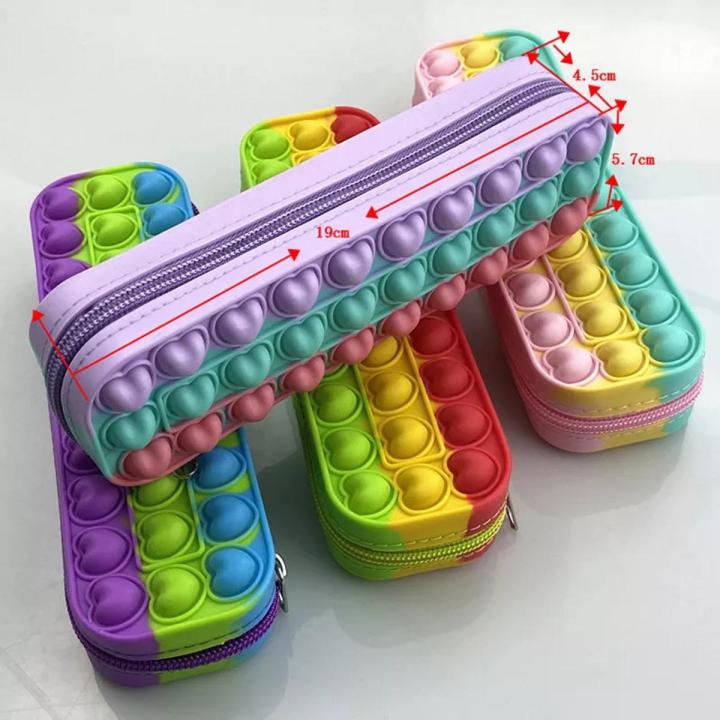 Pop it Fidget Pencil Case, Large Capacity Sensory Pop Push 50 Bubble Stationery Storage Bag, Office Stationery Organizer