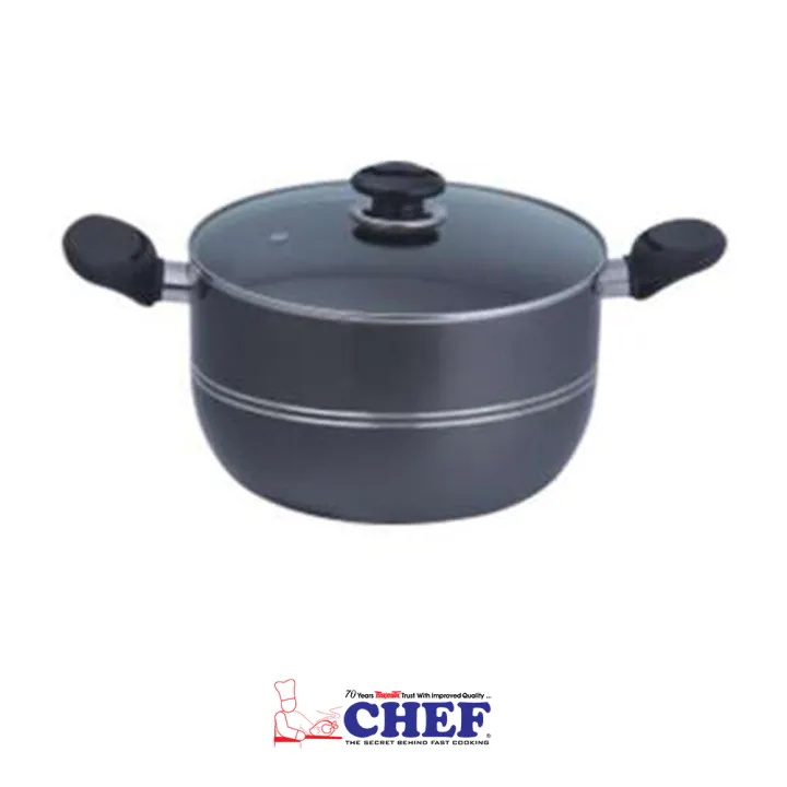 CHEF%20Non%20Stick%20Heavy%20Guage%20Casserole/Degchi/Cooking%20Pot%20-%2022%20cm%20-%20Image%205