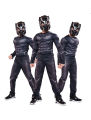 BLACK PANTHER DELUXE 3D MUSCLE COSTUME SET CLOTHING SET WITH MASK FOR KIDS. 