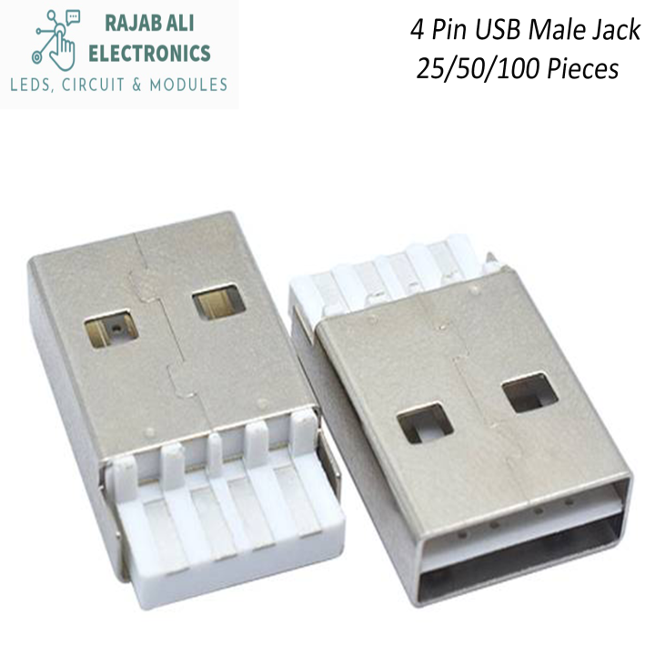 10/25/50 Pieces  USB 3.0 4-Pin Male Port Connector  Jack Solder USB Repair Replacement Adapter Mobile Charger